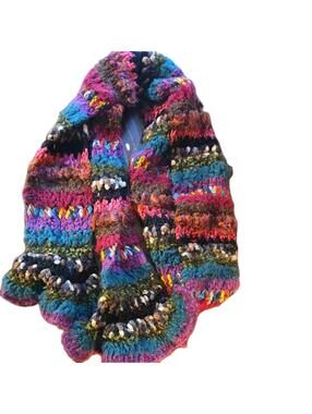 Mudd Y2k Scarf Colorful Flare/ruffled End Knit Womens knit grunge fringe